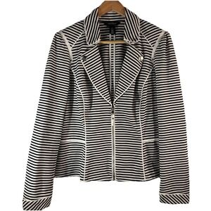 White House Black Market Women Front Zip Stretch Peplum Blazer Jacket Size 14